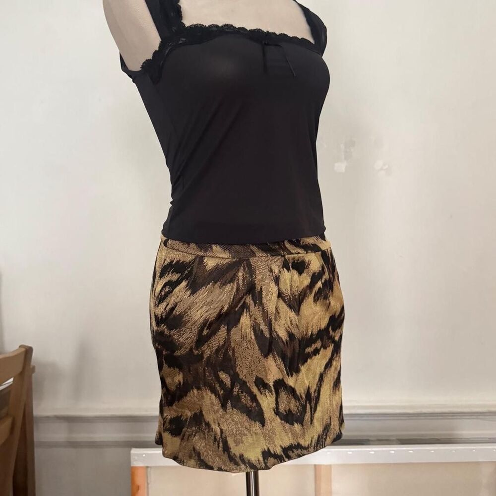 Diane von Furstenberg DVF Tiger Print Viscose Jersey Mini Skirt Pockets size XS